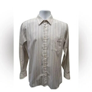 Givenchy Monsieur White Blue Pinstripe  Button Down Dress Shirt Size 15.5